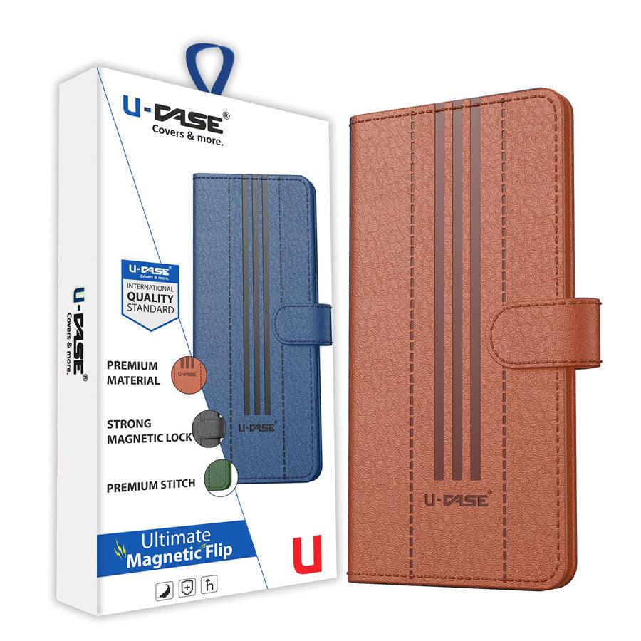U-CASE Magnetic Flip Cover for Samsung Galaxy A12 / M12 / F12 Vegan Foldable Stand & Pocket Magnetic Closure - Aibex